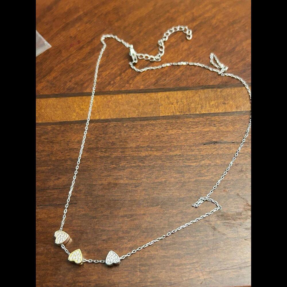 925 sterling silver hearts 3 color mini tiny 16-18 inch  3.05g g61